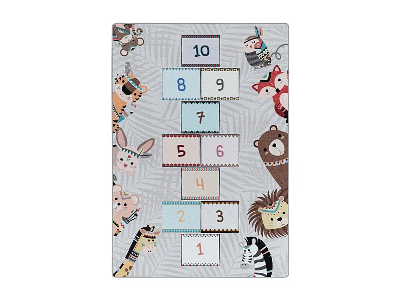 Tapis enfant 100x150 Lavable 30° HUSPLAY gris et marron