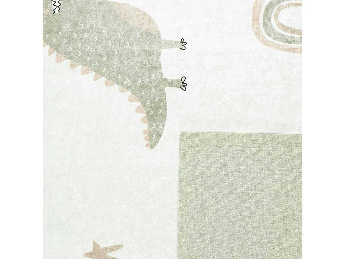 Tapis enfant 80x150 rectangle tissé vert et crème MONSTRO