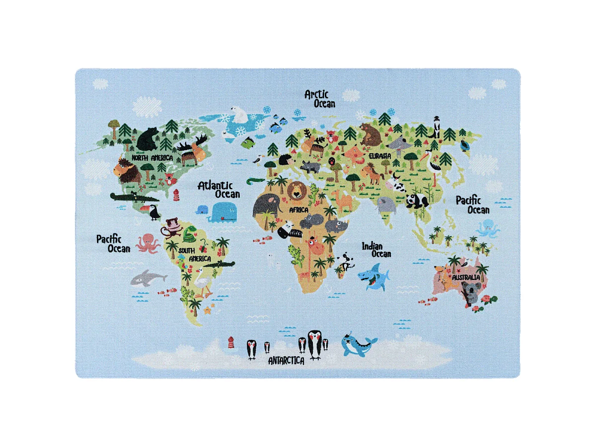 Tapis enfant 100x150 Lavable 30° PLAYMAP bleu