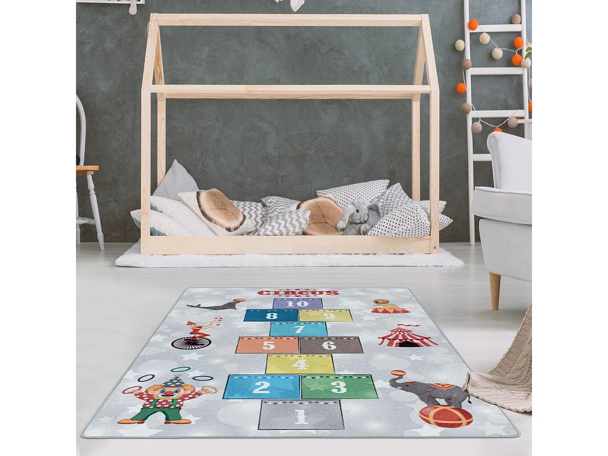 Tapis enfant 140x200 Lavable 30° CIRCU G gris