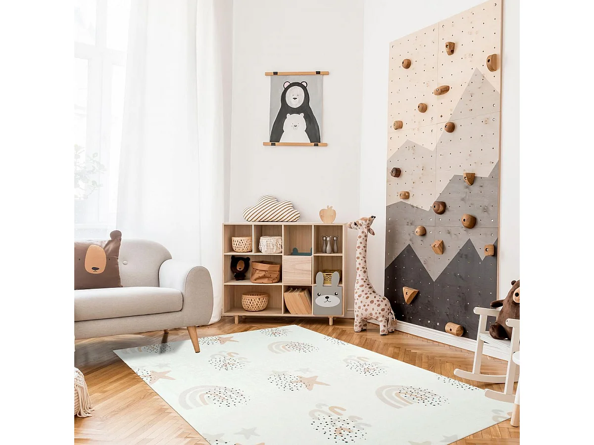 Tapis enfant 160x230 rectangle tissé crème ARCENCIEL