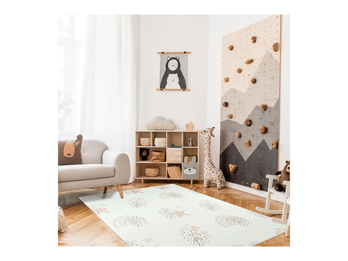 Tapis enfant 160x230 rectangle tissé crème ARCENCIEL
