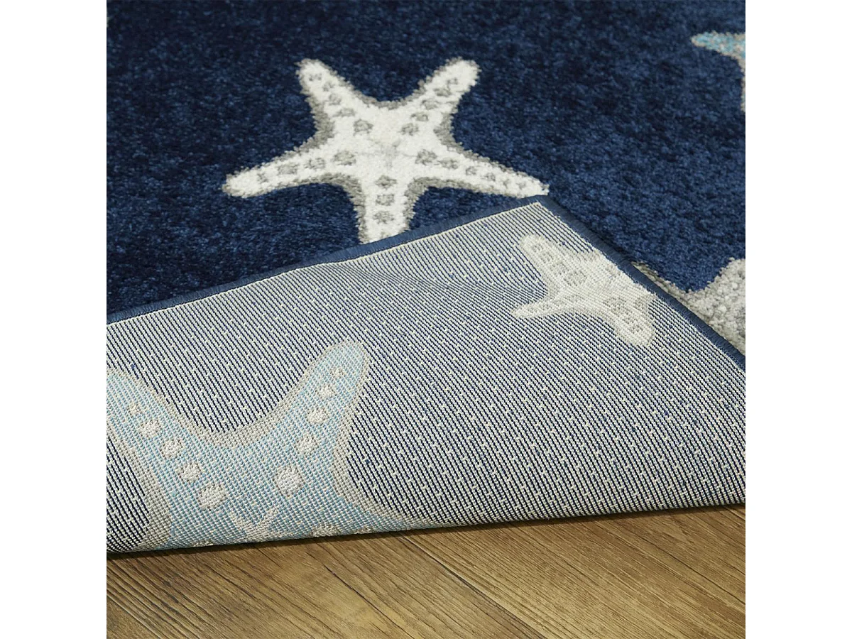Tapis enfant 160x213 tissé bleu et crème motif géométrique NOURNA 4