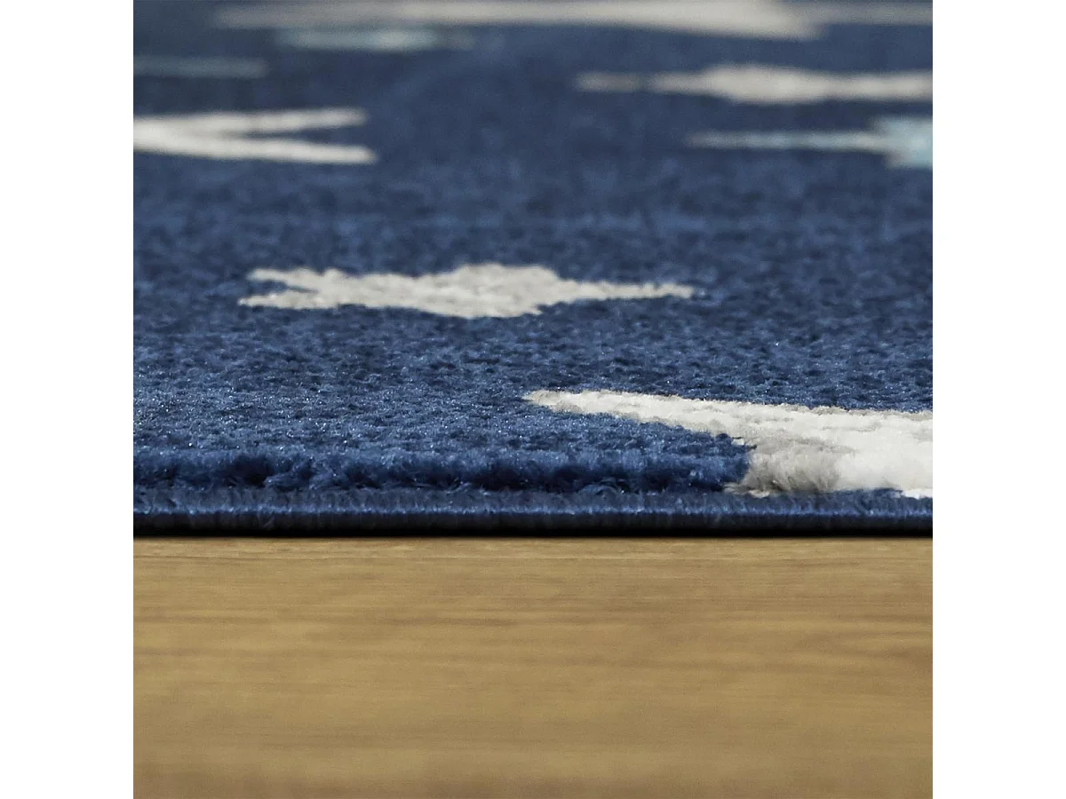 Tapis enfant 160x213 tissé bleu et crème motif géométrique NOURNA 4