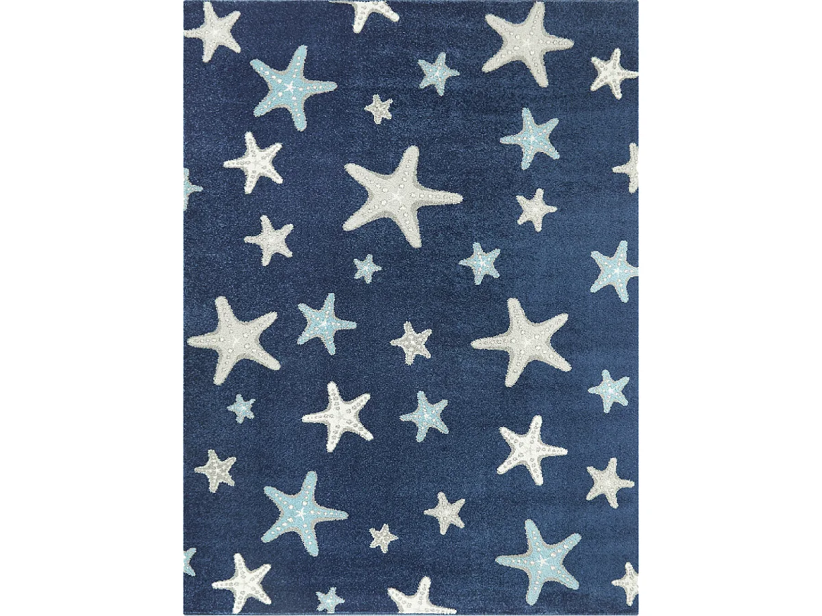 Tapis enfant 160x213 tissé bleu et crème motif géométrique NOURNA 4