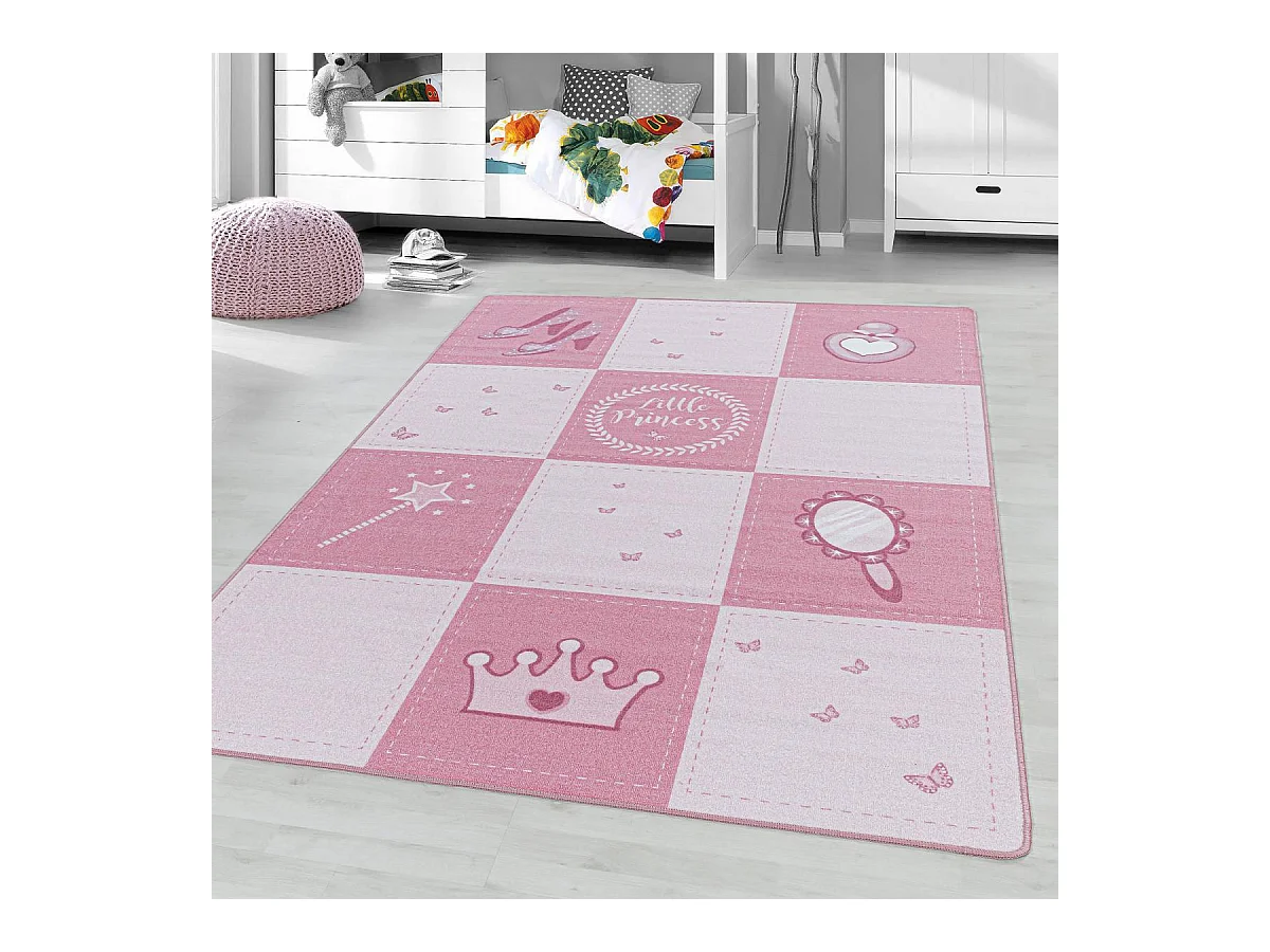 Tapis enfant 100x150 Lavable 30° ROSEKA rose