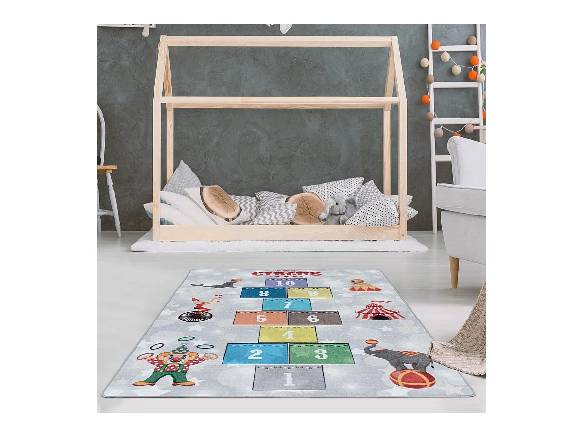 Tapis enfant 120x170 Lavable 30° CIRCU G gris