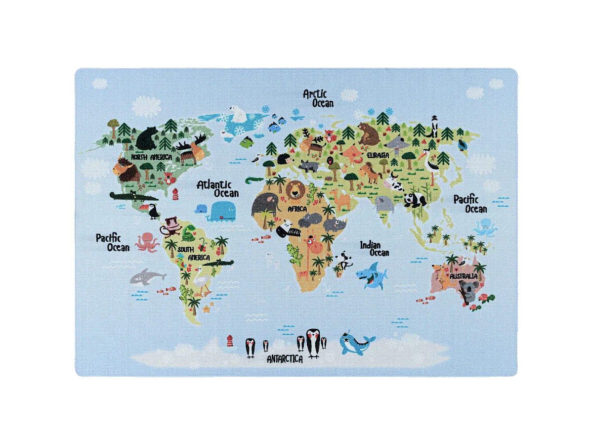 Tapis enfant 80x120 Lavable 30° PLAYMAP bleu