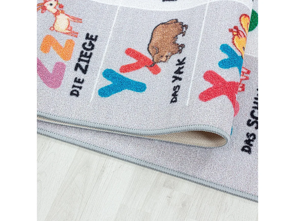 Tapis enfant 100x150 Lavable 30° MASORE gris et rose