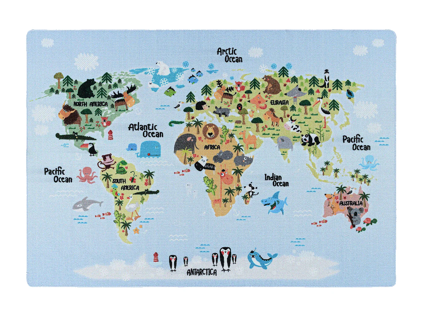 Tapis enfant 120x170 Lavable 30° PLAYMAP bleu