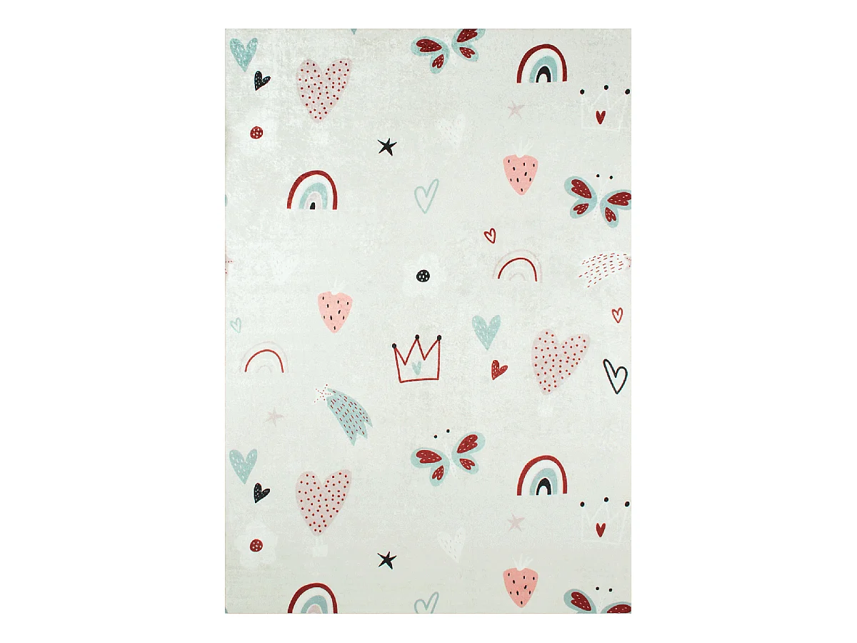 Tapis enfant 160x230 rectangle tissé rose HEUREUX