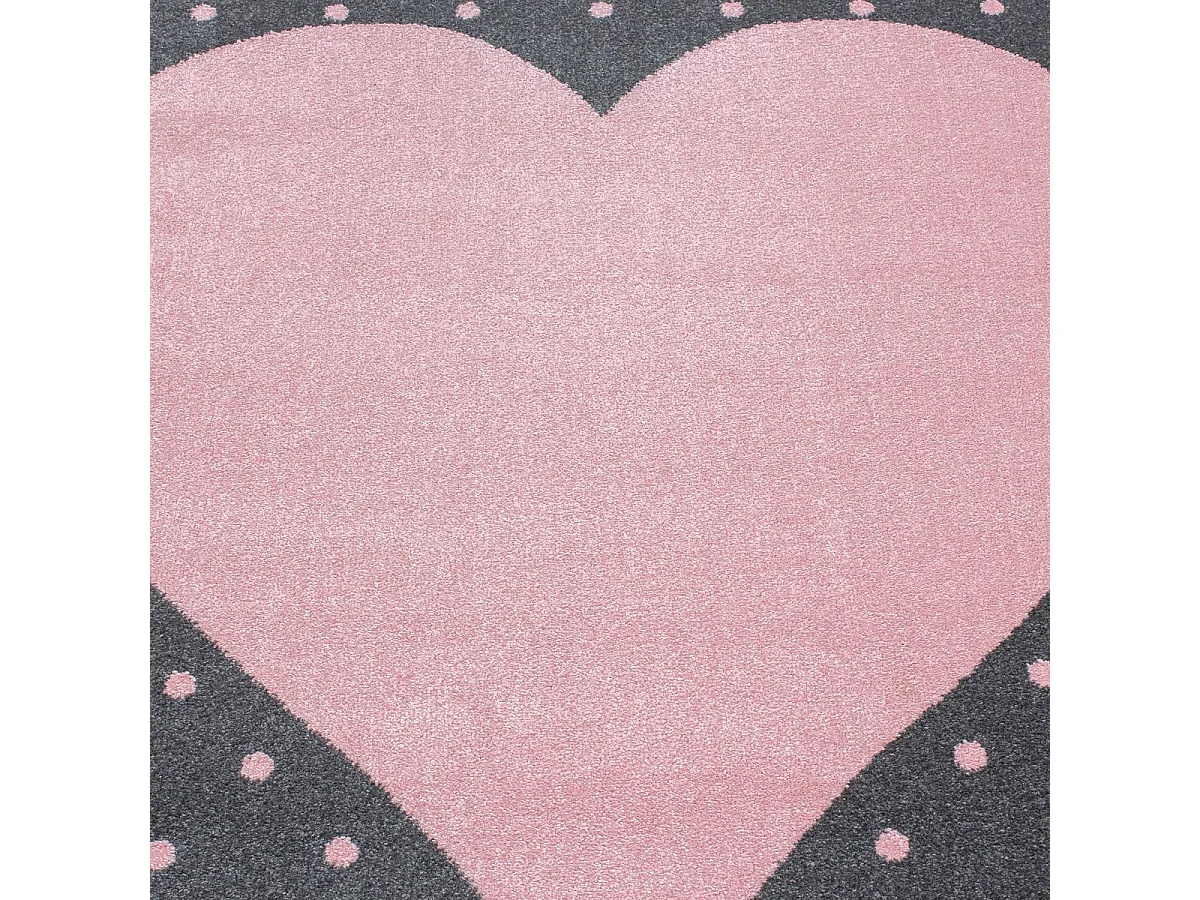 Tapis enfant Ø120cm rond tissé rose et gris PINKAR