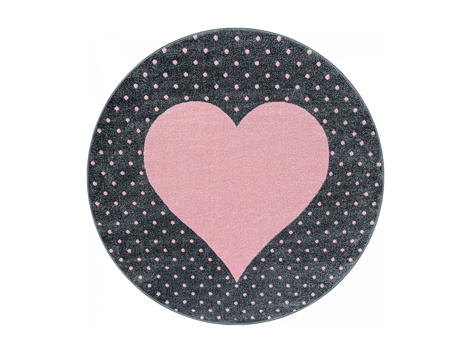 Tapis enfant Ø120cm rond tissé rose et gris PINKAR