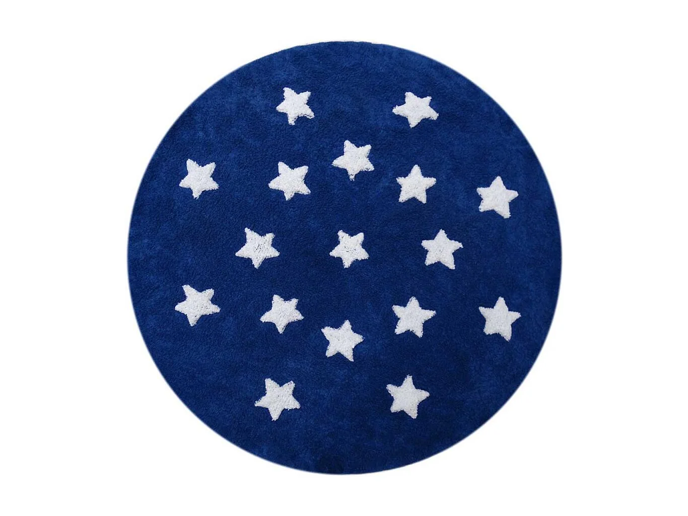 Tappeto per bambini Ø140cm rotondo fatto a mano in cotone ETOILE blu scuro