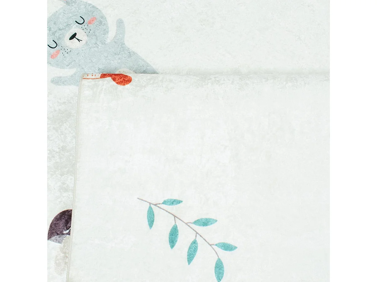 Tapis enfant 160x230 rectangle tissé crème motif animaux FORET