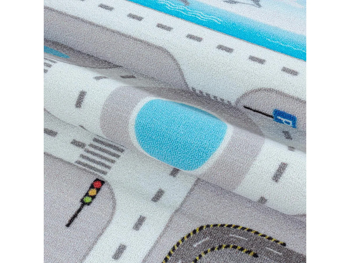 Tappeto per bambini 140x200 lavabile 30° CIRPLAY grigio e blu