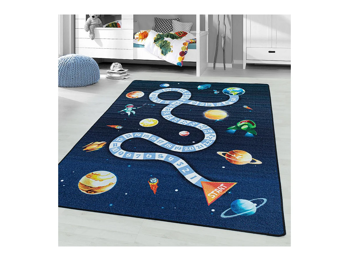 Tapis enfant 160x230 Lavable 30° KIDATU bleu