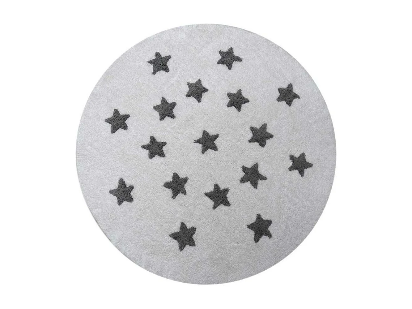 Tapis enfant Ø140cm rond fait main en coton blanc ETOILE