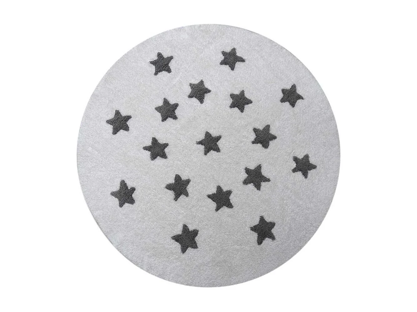 Tapis enfant Ø140cm rond fait main en coton blanc ETOILE