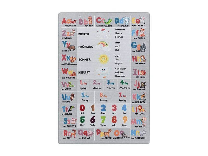 Tapis enfant 80x120 Lavable 30° MASORE gris et rose