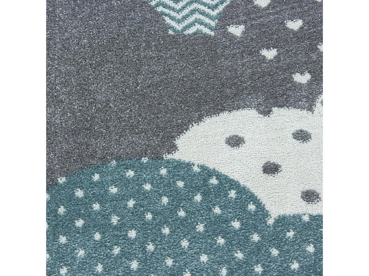 Tapis enfant 80x150 rectangle tissé bleu et gris CLOUDY