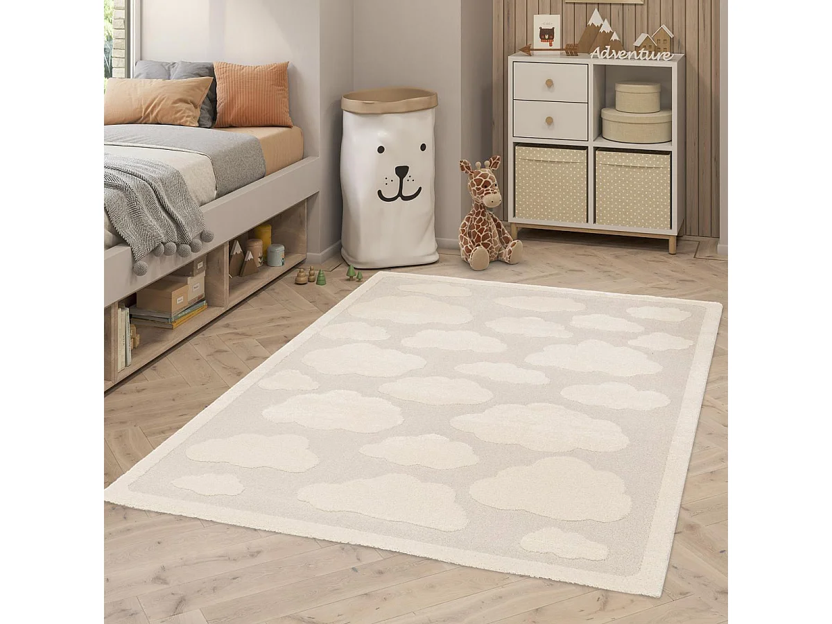 Tapis enfant 160x213 rectangle tissé crème RIVIERA 3