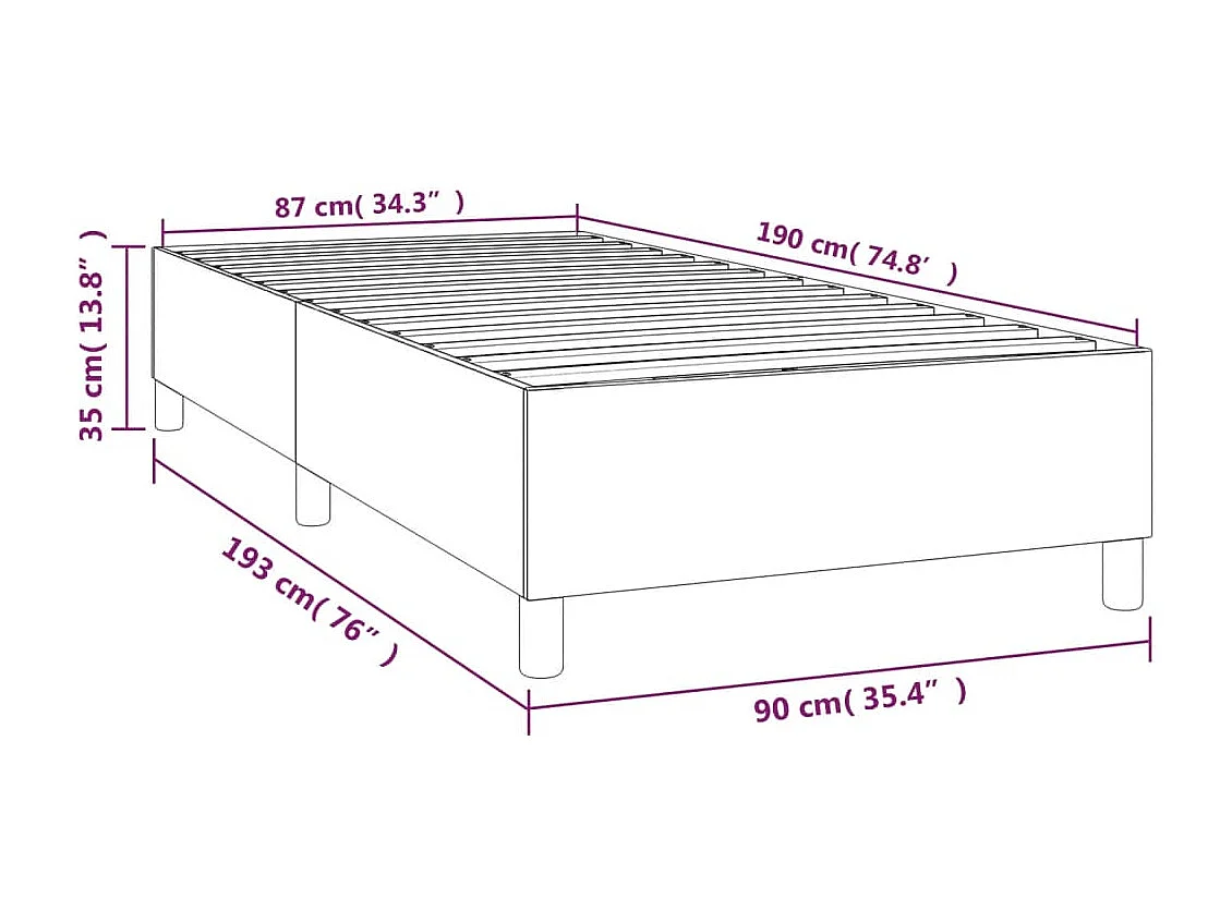 Estrutura de cama com molas 90x190 cm tecido preto