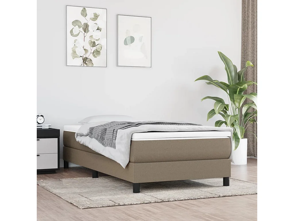 Estrutura de cama com molas 100x200 cm tecido cinza-acastanhado