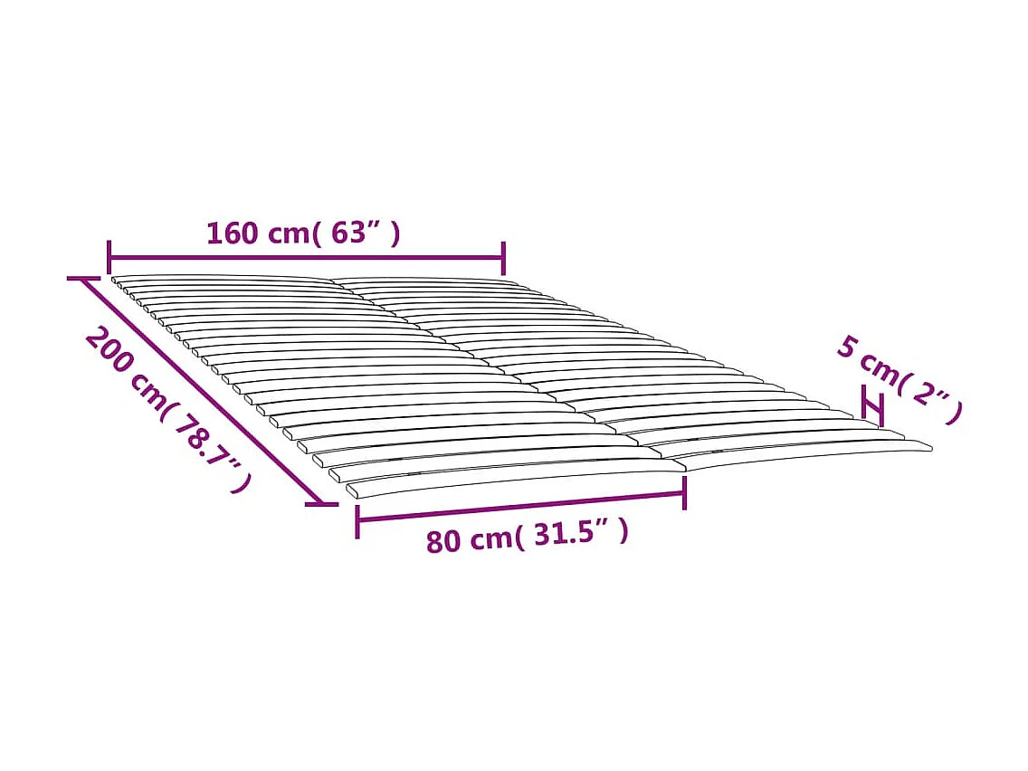 Sommiers à lattes avec 48 lattes 2 pièces 80x200 cm