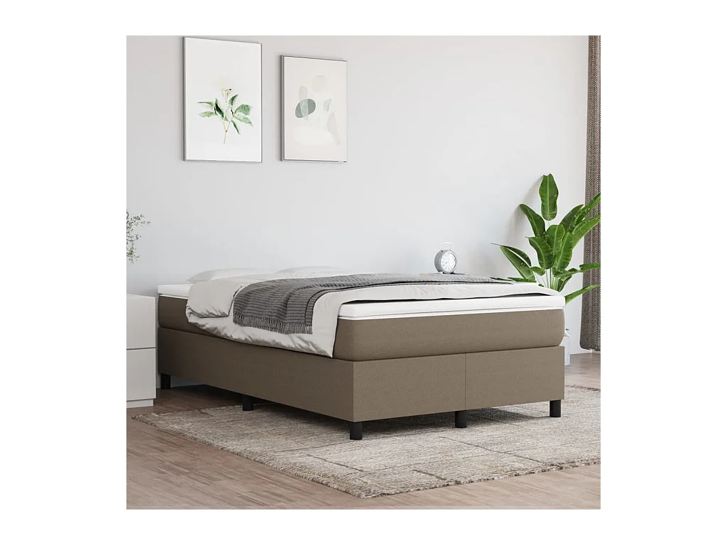 Estrutura de cama com molas 120x200 cm tecido cinza-acastanhado