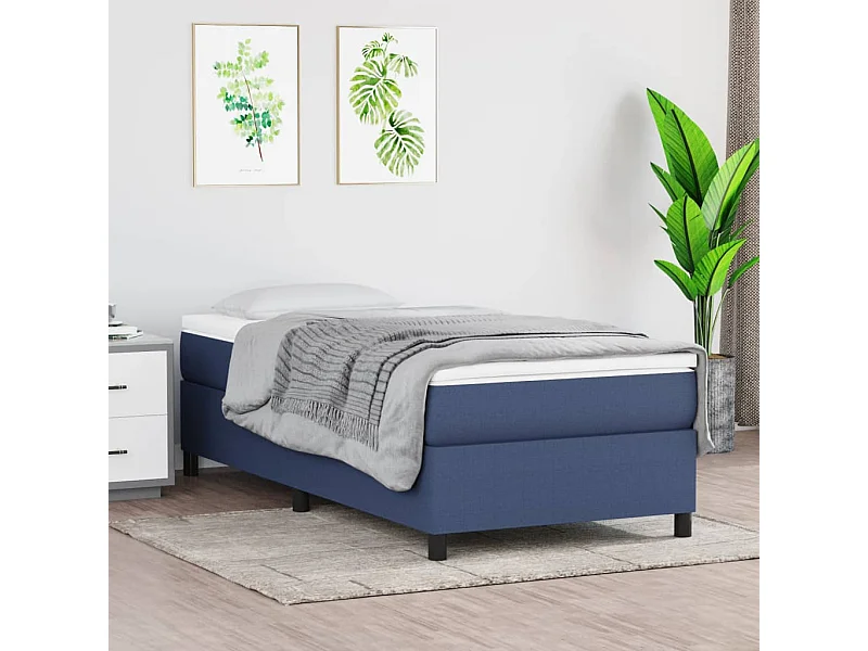 Estrutura de cama com molas 90x200 cm tecido azul