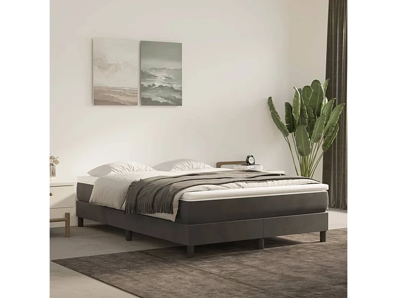 Estructura de cama box spring terciopelo gris oscuro 140x200 cm