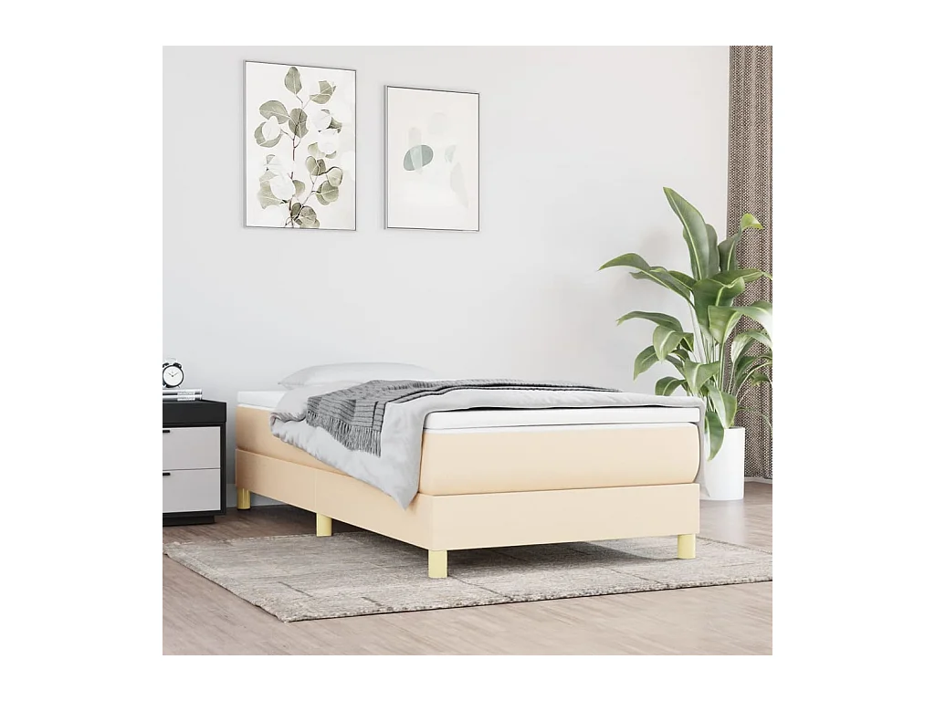 Bedframe zonder matras 80x200 cm stof crèmekleurig