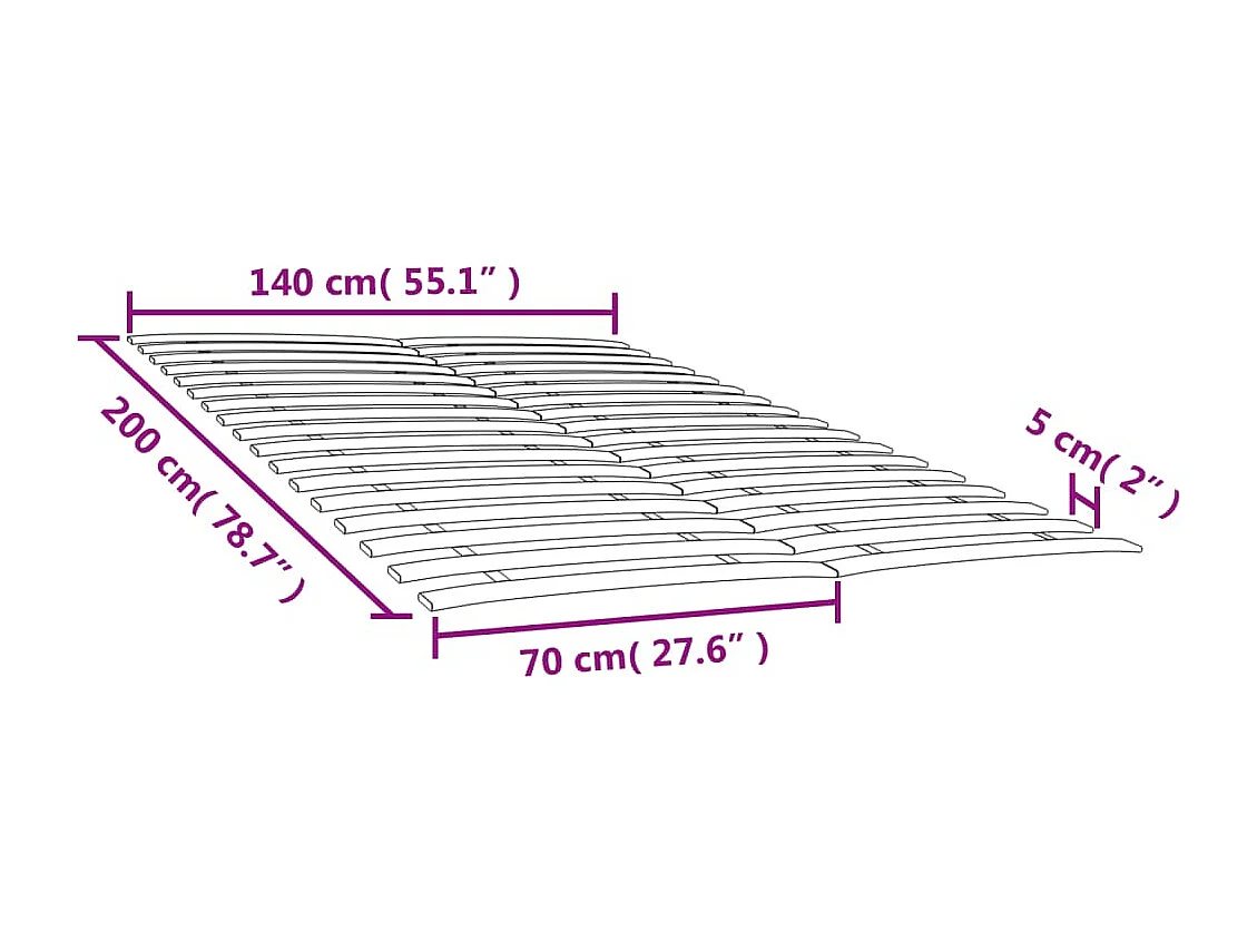 Estrados de ripas com 34 ripas 2 peças 70x200 cm