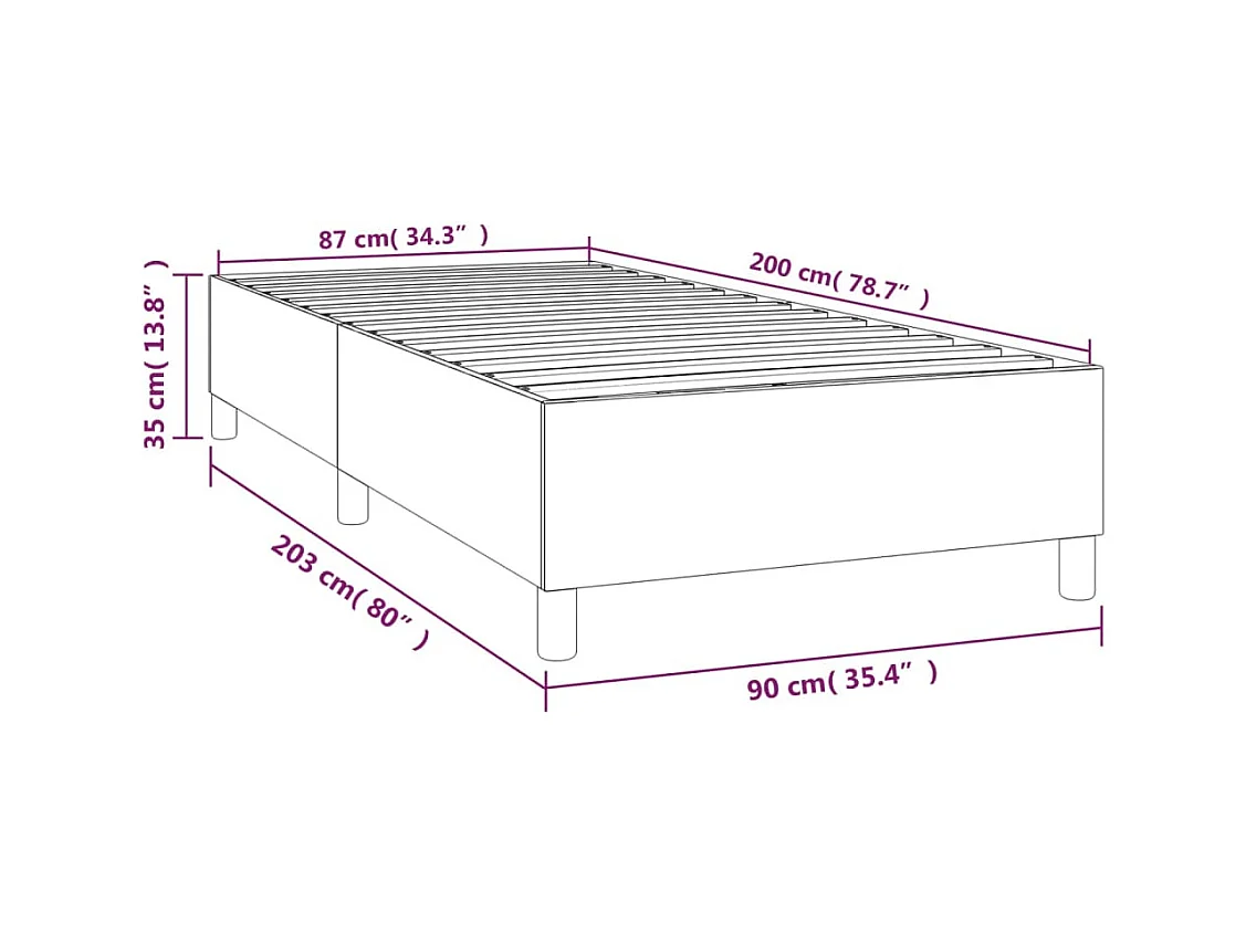 Sommier à lattes de lit Marron foncé 90x200 cm Tissu