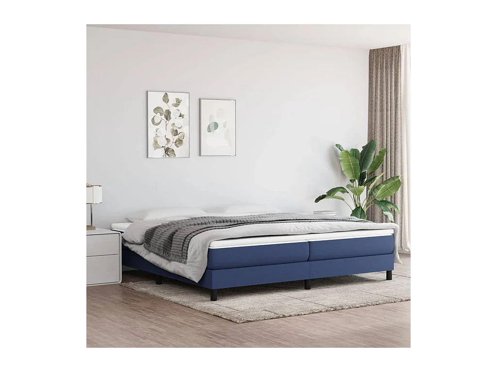 Sommier à lattes de lit Bleu 200x200 cm Tissu