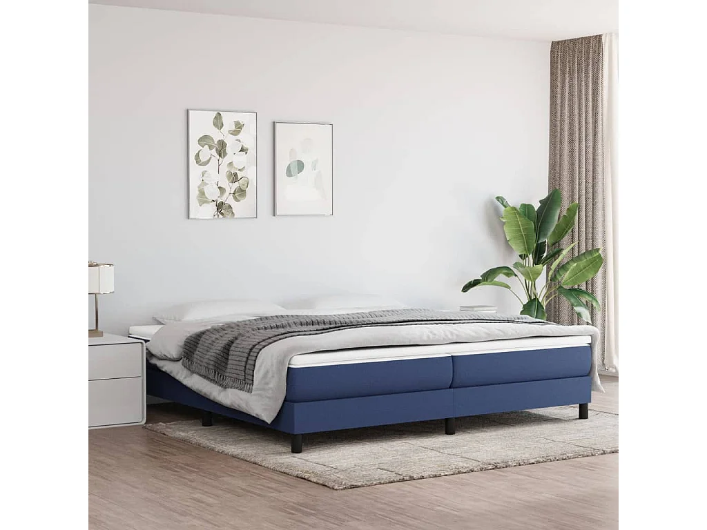 Sommier à lattes de lit Bleu 200x200 cm Tissu