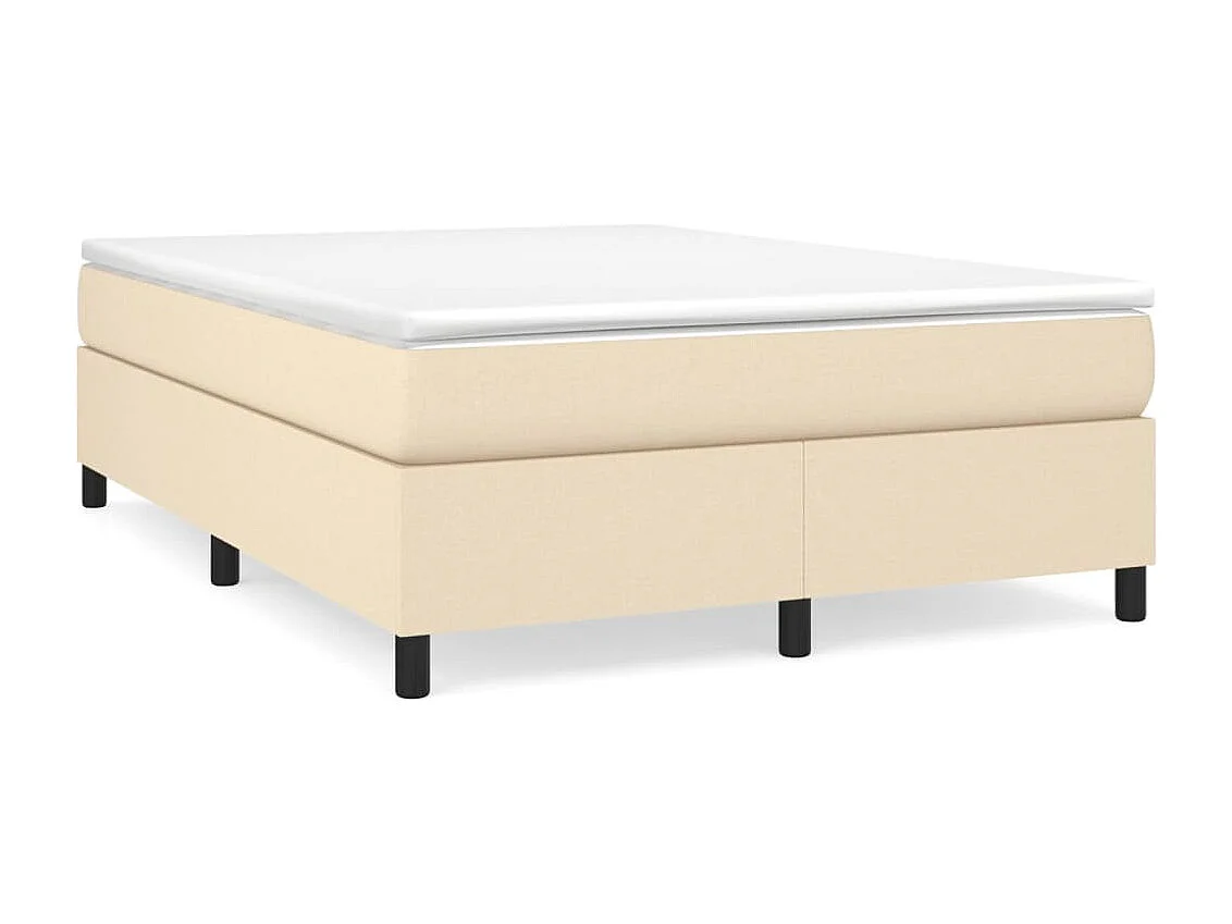 Estructura de cama box spring tela color crema 140x190 cm