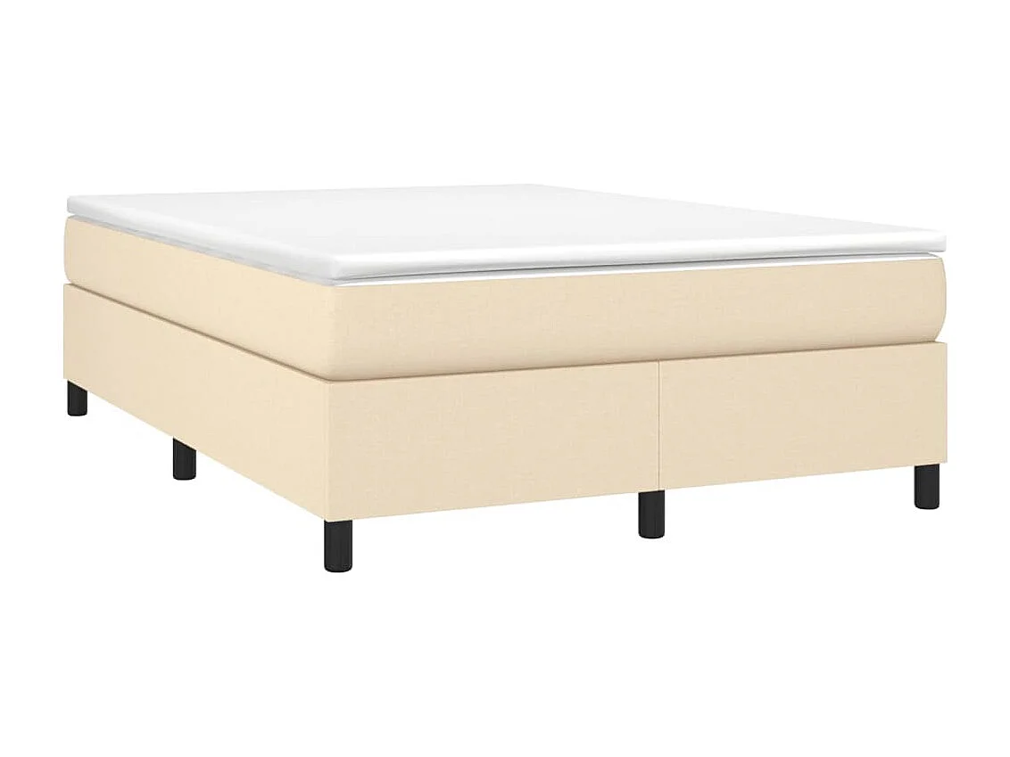 Estructura de cama box spring tela color crema 140x190 cm