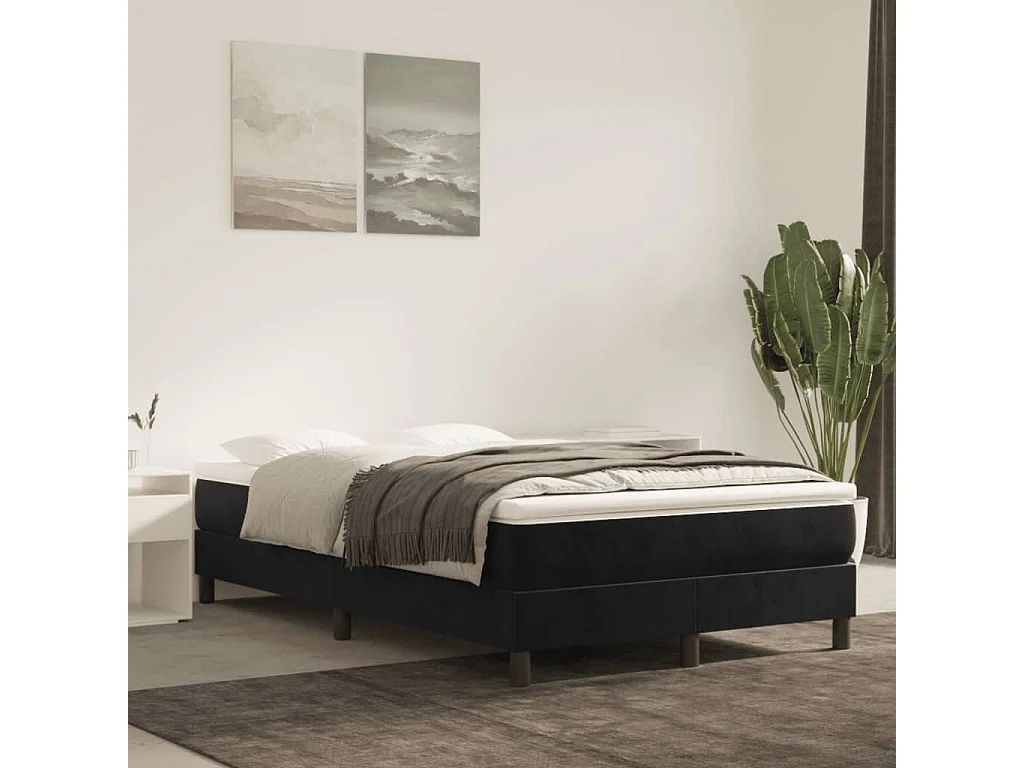 Estructura de cama box spring terciopelo negro 120x200 cm