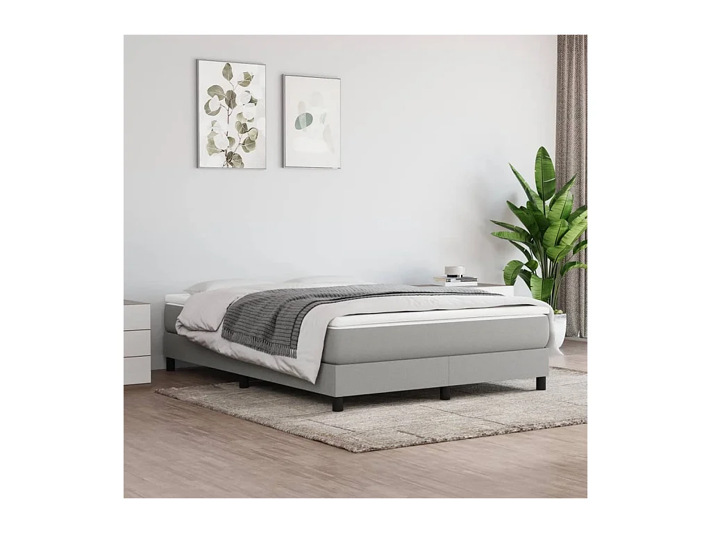 Estructura de cama box spring tela gris claro 140x190 cm