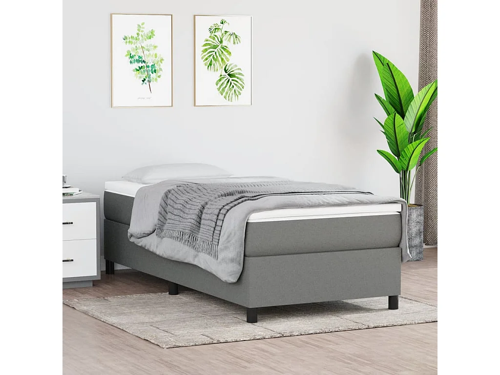 Estructura de cama box spring tela gris oscuro 100x200 cm