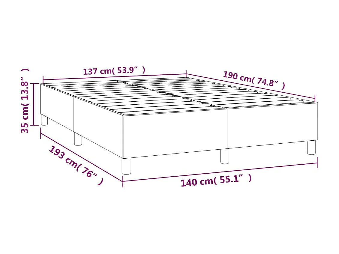 Estructura de cama box spring terciopelo gris oscuro 140x190cm