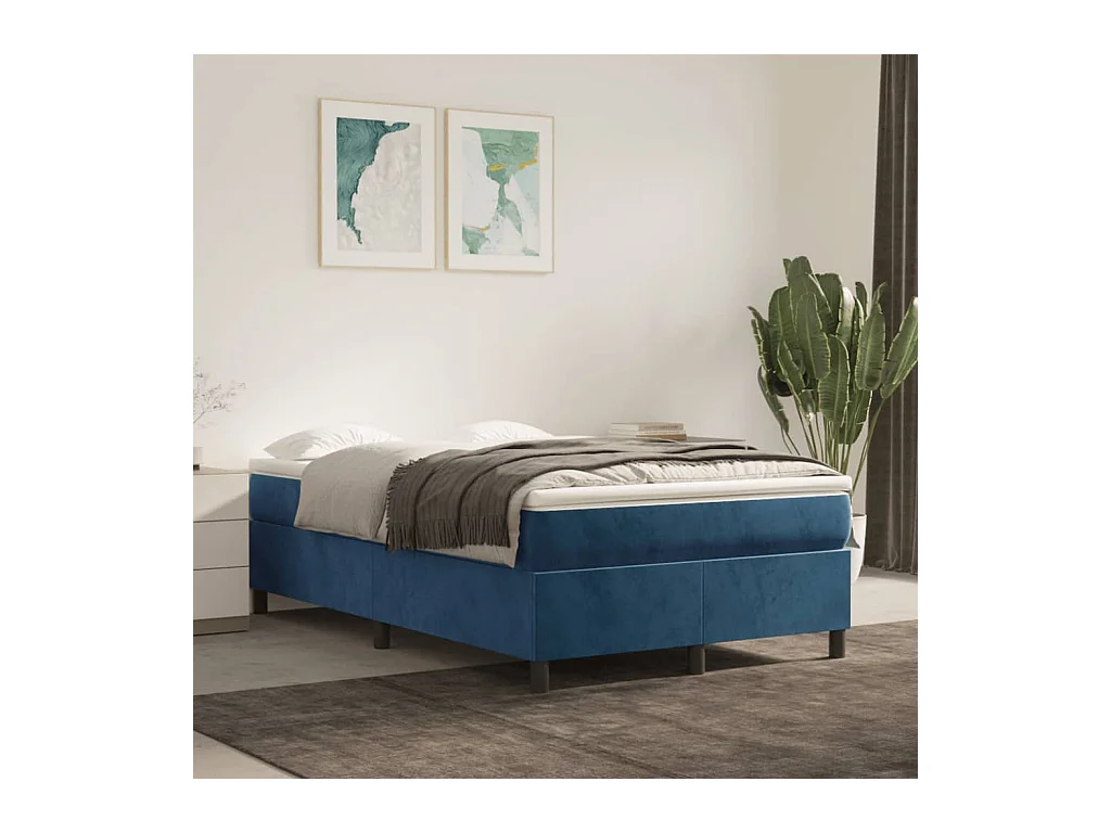 Estructura de cama box spring terciopelo azul oscuro 120x200 cm