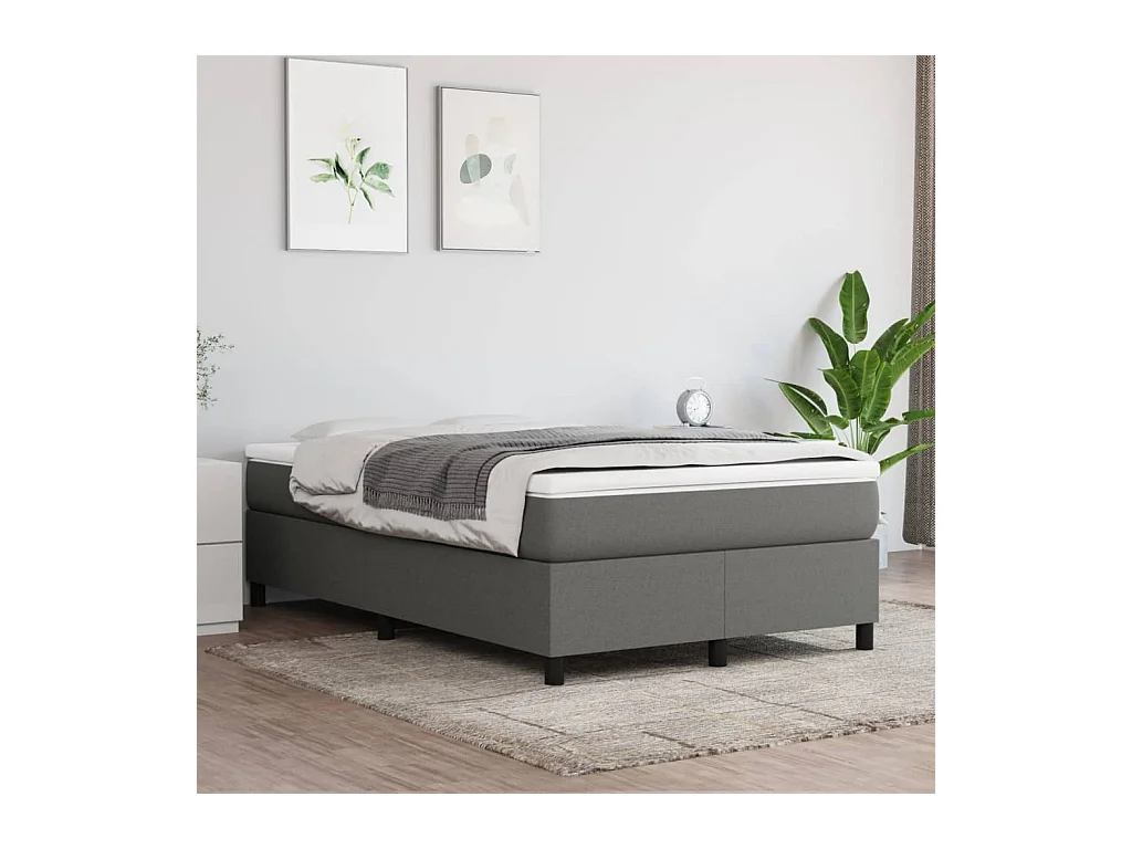 Estrutura de cama com molas 120x200 cm tecido cinzento-escuro