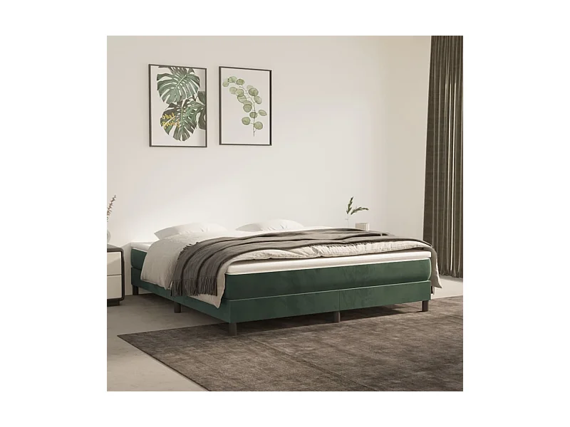 Estructura de cama box spring terciopelo verde oscuro 180x200cm