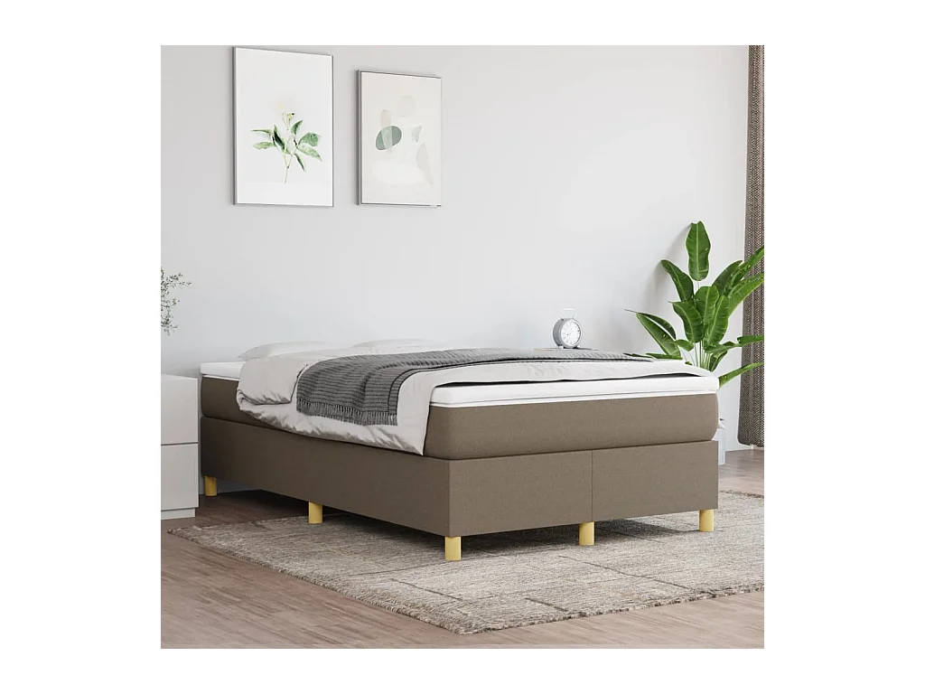Estrutura de cama com molas 120x200 cm tecido cinza-acastanhado