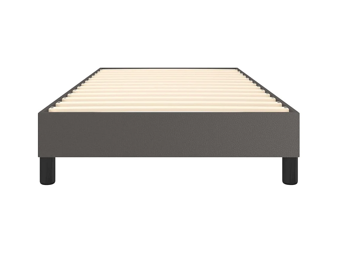 Estructura de cama box spring cuero sintético gris 90x200 cm