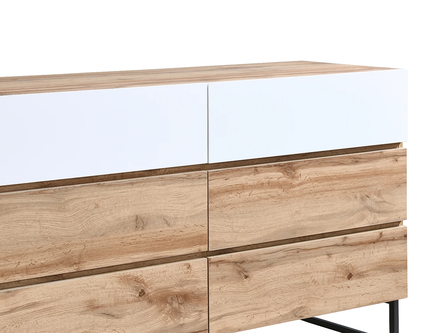 Byrå med 6 lådor - Färg: Naturlig och vit - CEVANIA