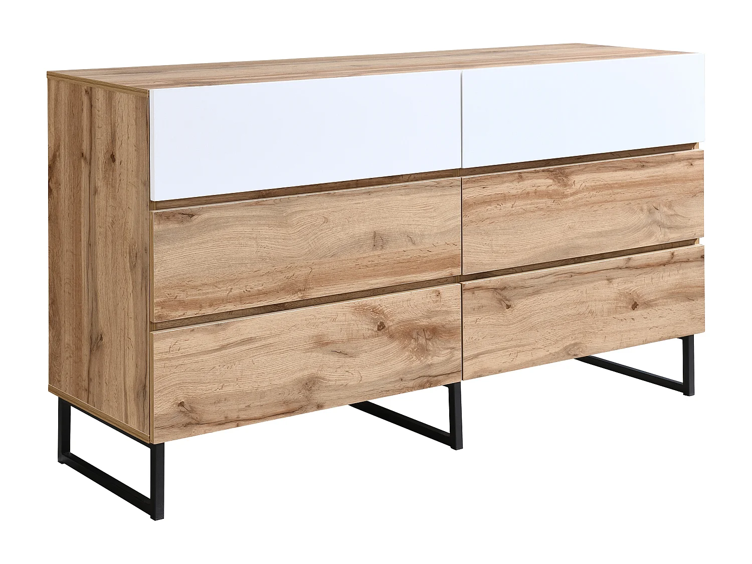 Byrå med 6 lådor - Färg: Naturlig och vit - CEVANIA